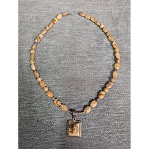 EARTHY!‎ Natural Stone 925 Necklace Pendant Neutral Colors